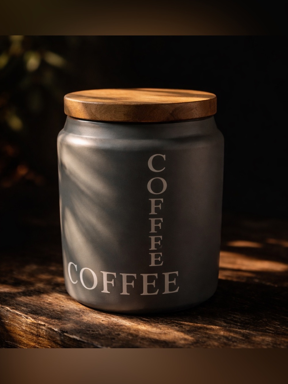 The Old Pottery Company Coffee Canister with Wooden Lid
